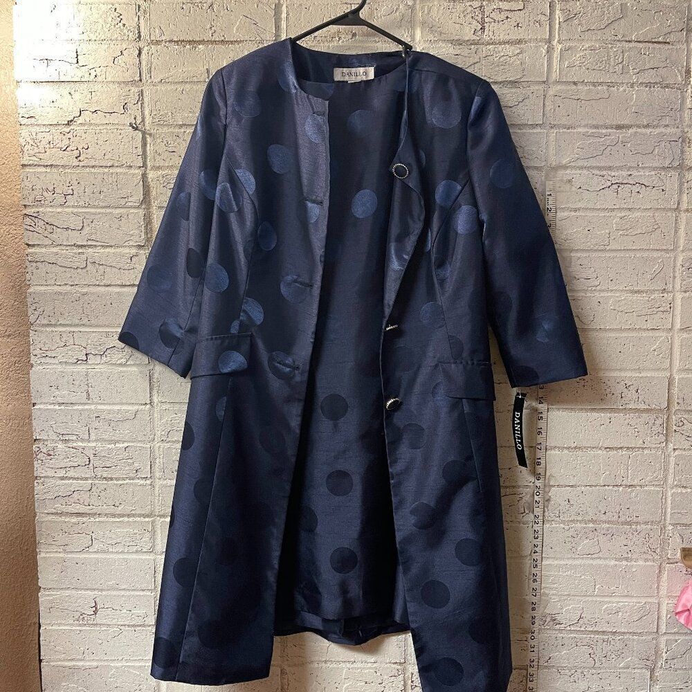 NWT Danillo Blue Polka Dot Formal Party Cocktail Two-Piece Dress Suit Set  8